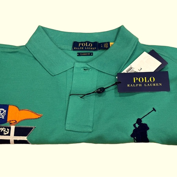 Polo Ralph Lauren Classic Fit Big Pony Mesh Polo Shirt NWT Green Men’s Large - Picture 2 of 9